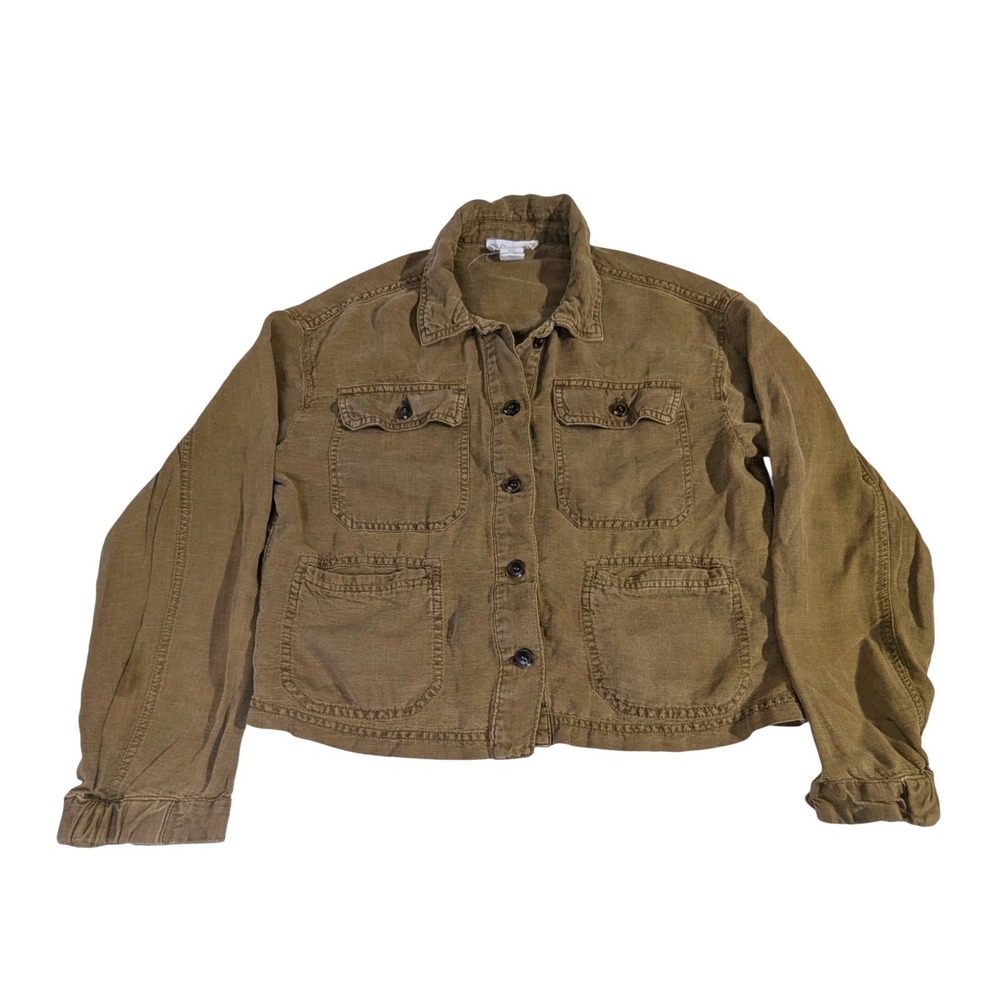 C&C California Linen Jacket XS Brown Utility Chore‎ Four Pocket